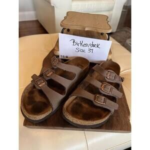 Birkenstock Florida Taupe Sandals Sz 37 EU 6 6.5 Triple Strap